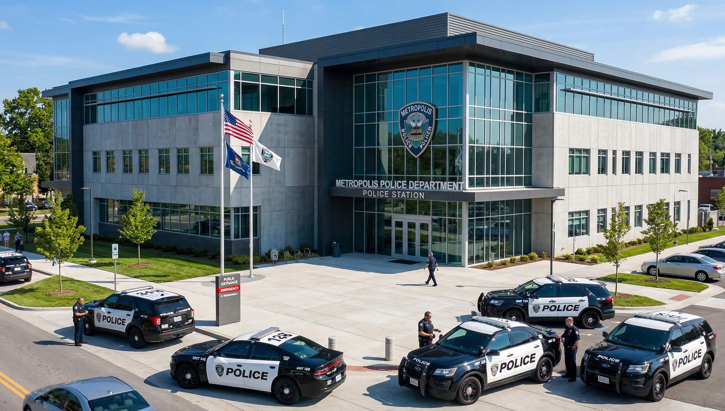 Police Station and patrol vehicles